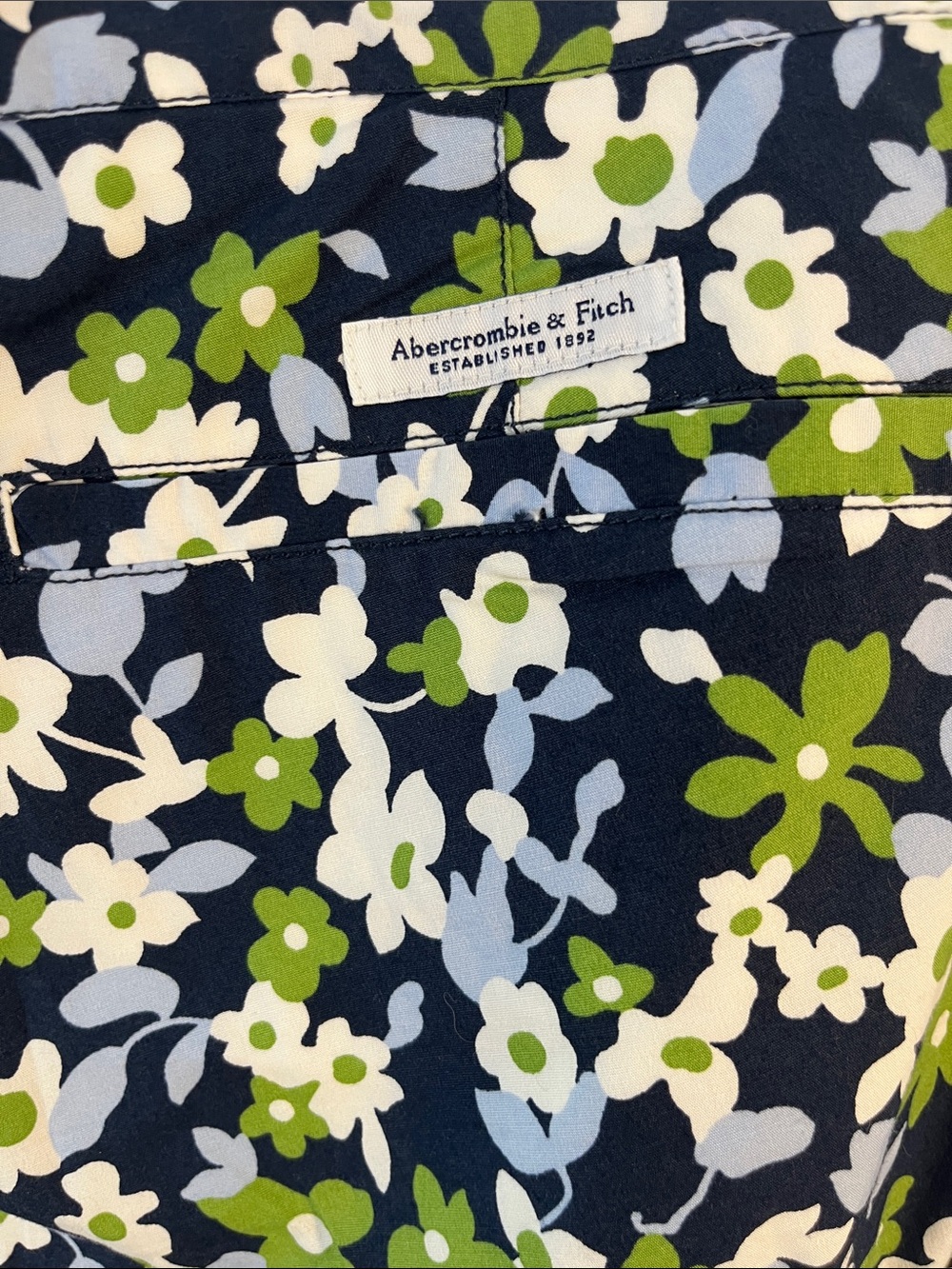 Abercrombie & Fitch Navy Floral Crop Pants with Green & White Flowers 8